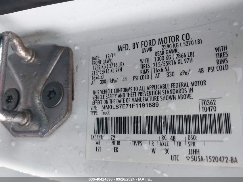 NM0LS7E71F1191689 2015 Ford Transit Connect Xl