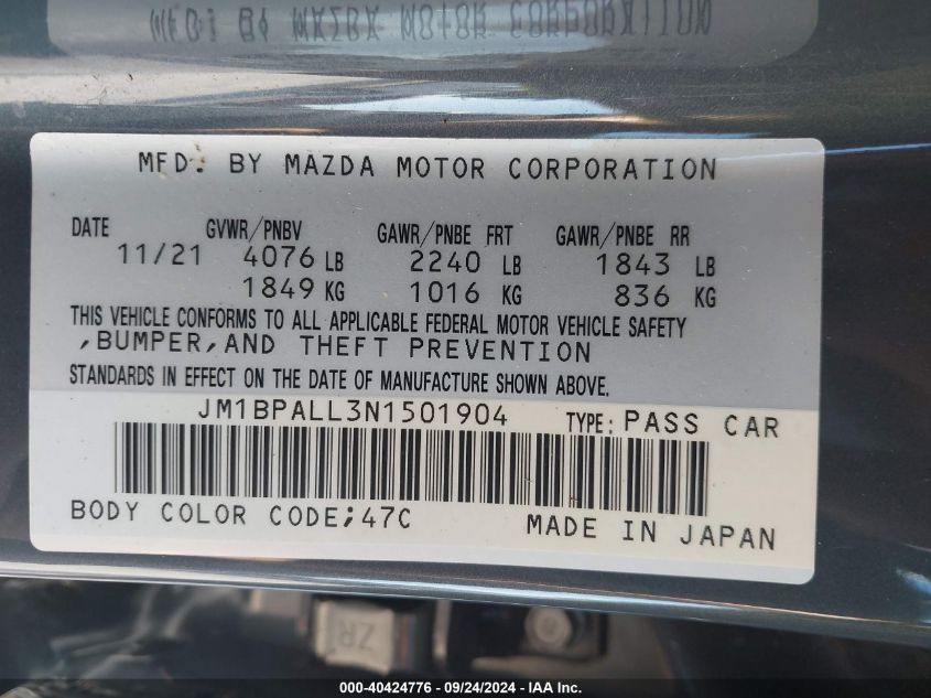 JM1BPALL3N1501904 2022 Mazda Mazda3 Preferred