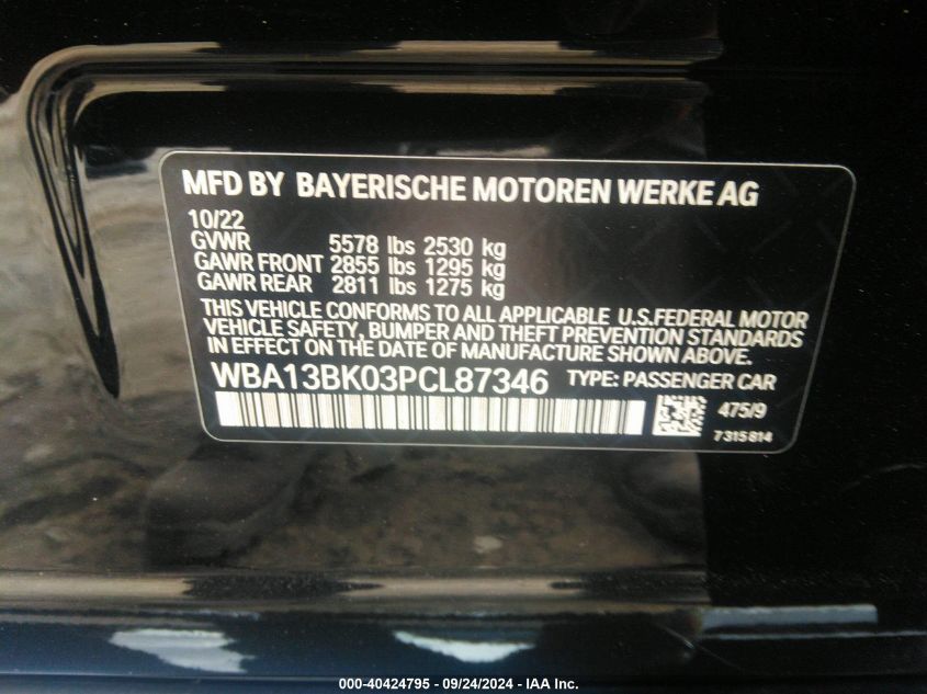 WBA13BK03PCL87346 2023 BMW M550Xi