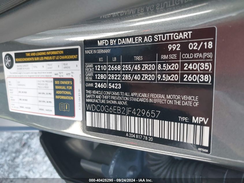 WDC0G6EB2JF429657 2018 Mercedes-Benz Glc 43 4Matic Amg