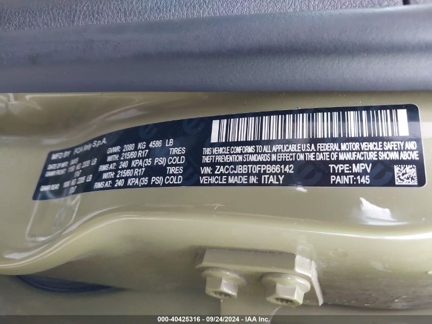 ZACCJBBT0FPB66142 2015 Jeep Renegade Latitude