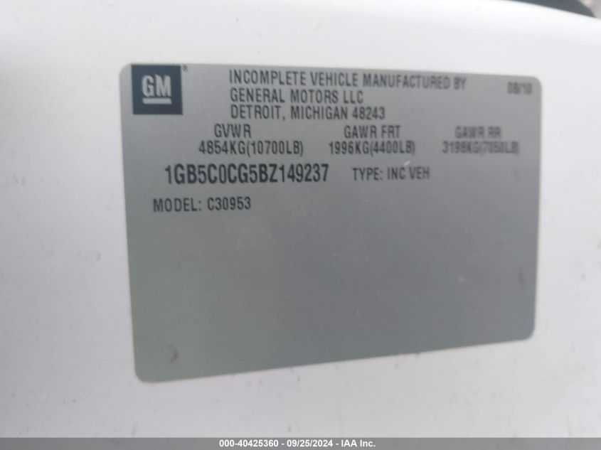 1GB5C0CG5BZ149237 2011 Chevrolet Silverado C3500 Lt