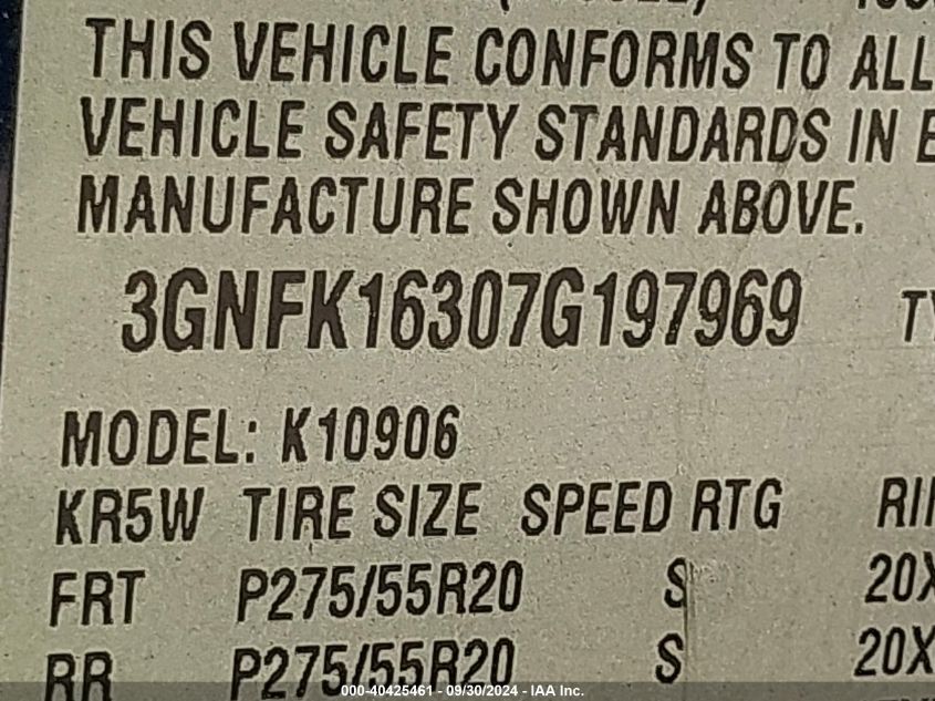 3GNFK16307G197969 2007 Chevrolet Suburban K1500