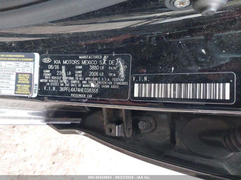 3KPFL4A74HE038368 2017 Kia Forte Lx