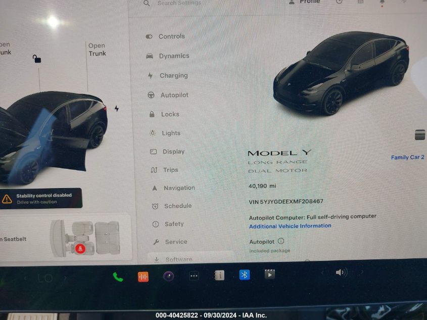 2021 Tesla Model Y VIN: 5YJYGDEEXMF208467 Lot: 40425822