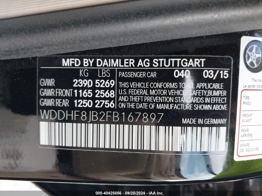 WDDHF8JB2FB167897 2015 Mercedes-Benz E 350 4Matic