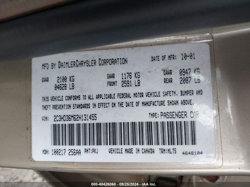 2C3HD36M62H131455 2002 Chrysler Concorde Lxi