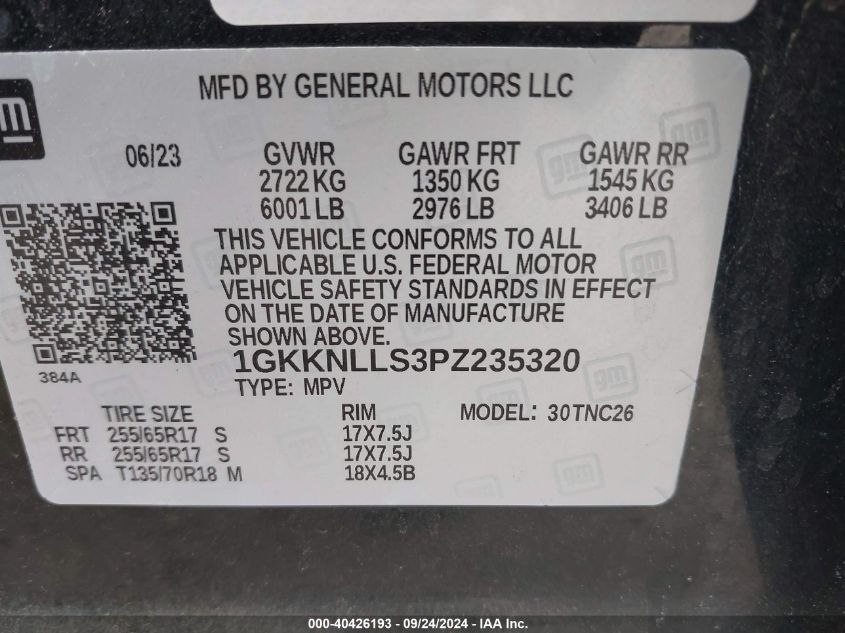 1GKKNLLS3PZ235320 2023 GMC Acadia Awd At4