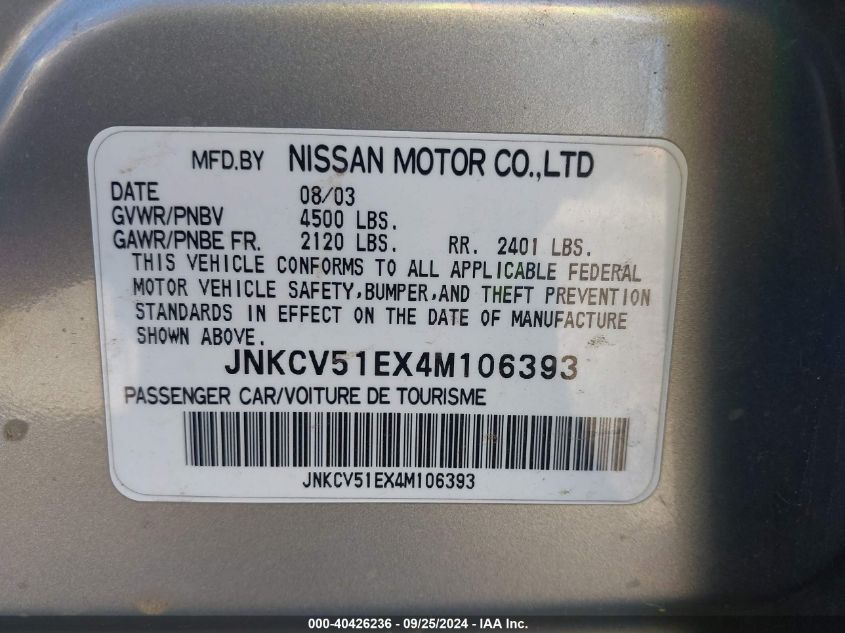 JNKCV51EX4M106393 2004 Infiniti G35