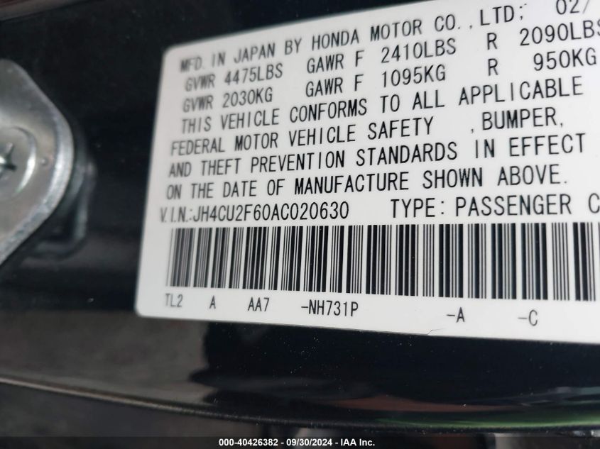 JH4CU2F60AC020630 2010 Acura Tsx