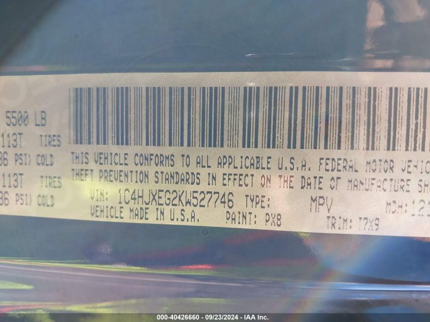 1C4HJXEG2KW527746 2019 Jeep Wrangler Unlimited Sahara 4X4