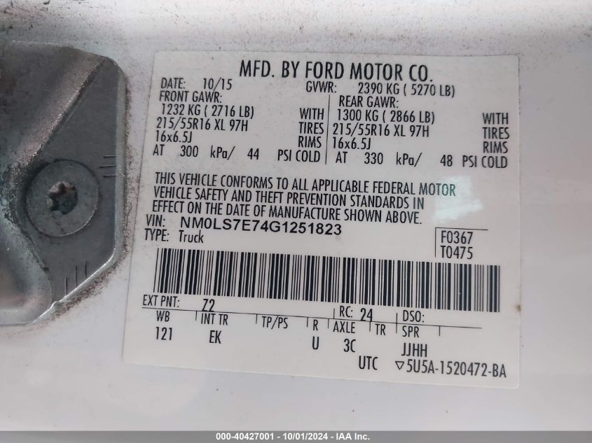 NM0LS7E74G1251823 2016 Ford Transit Connect Xl