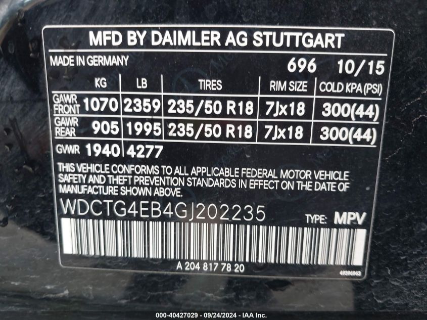 WDCTG4EB4GJ202235 2016 Mercedes-Benz Gla 250