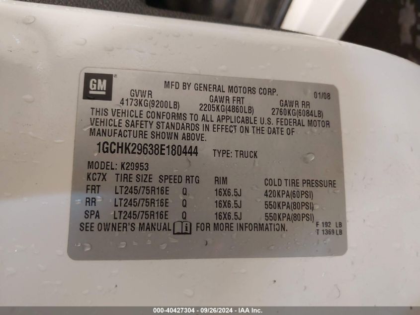 1GCHK29638E180444 2008 Chevrolet Silverado 2500Hd Lt1