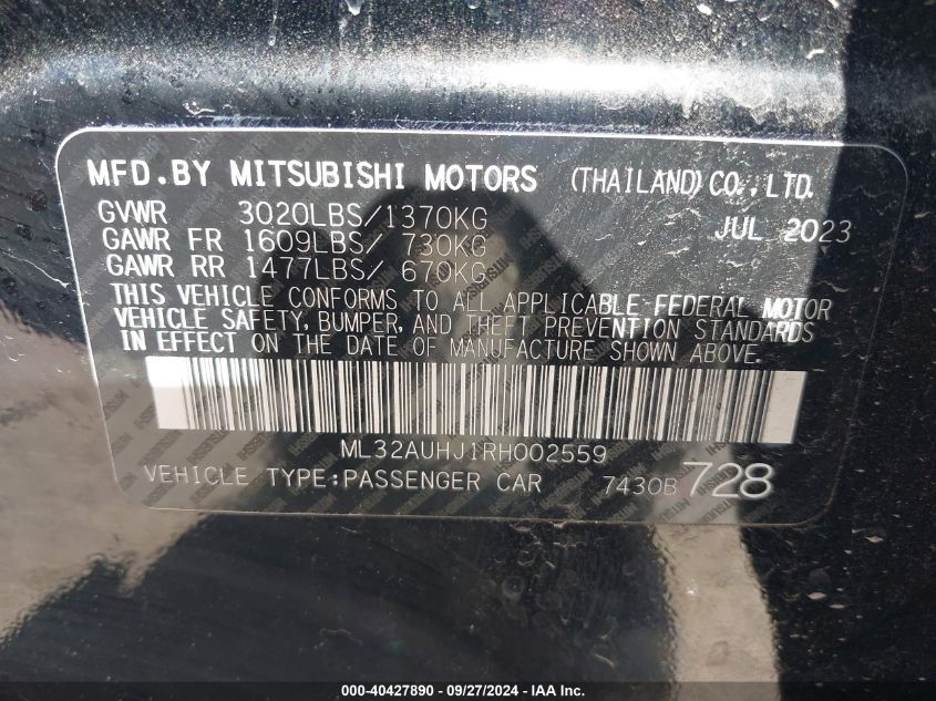 ML32AUHJ1RH002559 2024 Mitsubishi Mirage Es