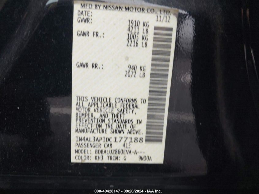 1N4AL3AP1DC177188 2013 Nissan Altima 2.5/S/Sv/Sl