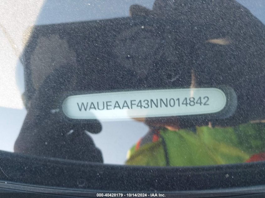 2022 Audi A4 Premium Plus 45 VIN: WAUEAAF43NN014842 Lot: 40428179
