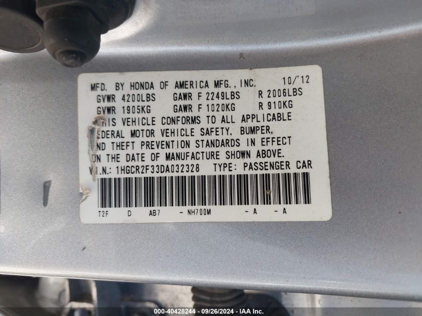 1HGCR2F33DA032328 2013 Honda Accord Lx