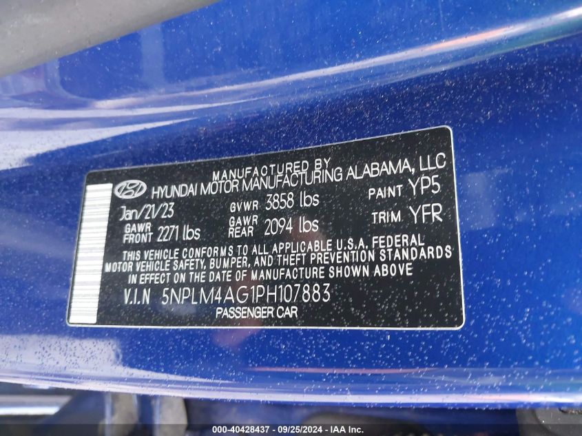 2023 HYUNDAI ELANTRA SEL - 5NPLM4AG1PH107883