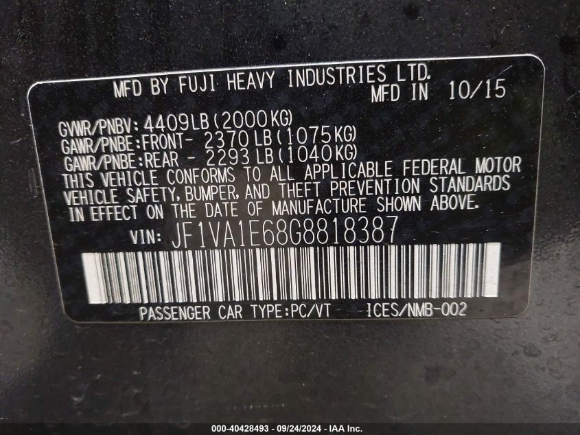 JF1VA1E68G8818387 2016 Subaru Wrx Premium