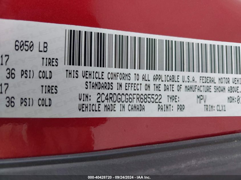 2C4RDGCG6FR685522 2015 Dodge Grand Caravan Sxt Plus