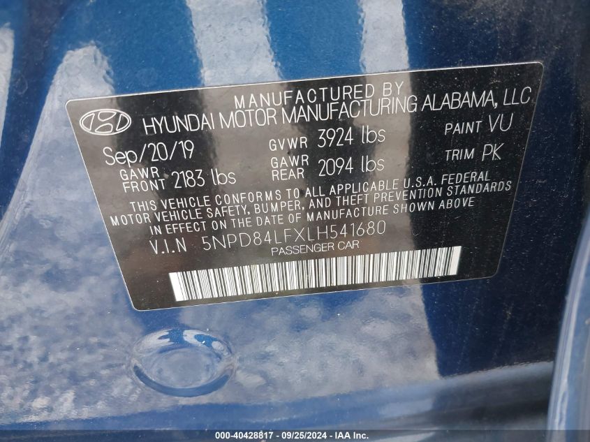 2020 HYUNDAI ELANTRA SEL - 5NPD84LFXLH541680