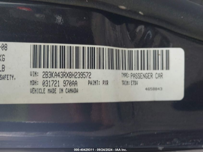 2B3KA43RX8H239572 2008 Dodge Charger