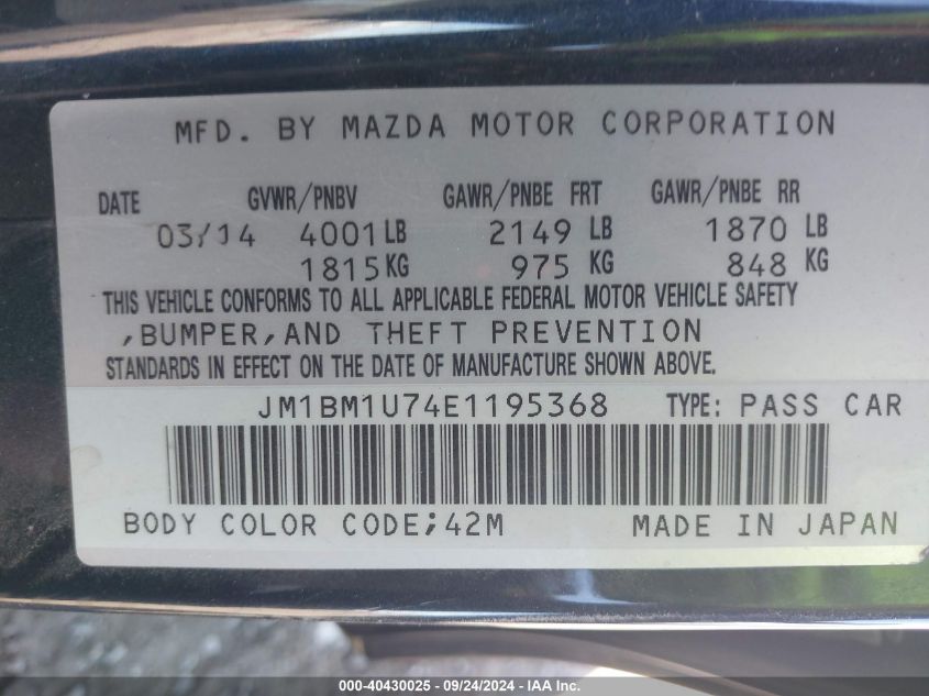 2014 MAZDA MAZDA3 I SPORT - JM1BM1U74E1195368
