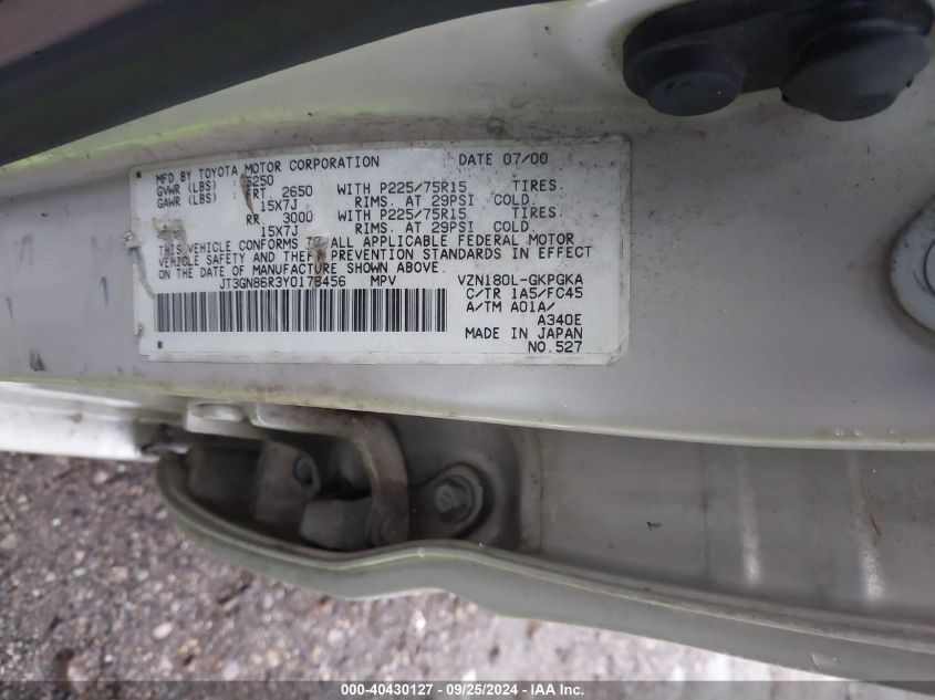 JT3GN86R3Y0178456 2000 Toyota 4Runner Sr5 V6