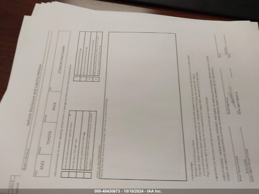 2022 Toyota Rav4 Xle VIN: 2T3W1RFV4NC194485 Lot: 40430673