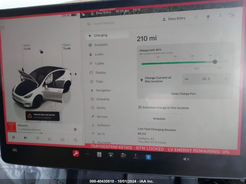 2022 Tesla Model Y Performance Dual Motor All-Wheel Drive VIN: 7SAYGDEF6NF457412 Lot: 40430810