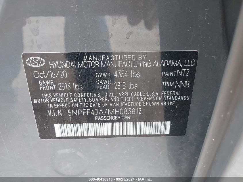 2021 HYUNDAI SONATA SEL - 5NPEF4JA7MH083812