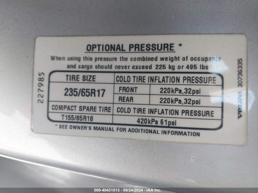 2006 Volvo Xc90 VIN: YV4CZ592261227985 Lot: 40431013