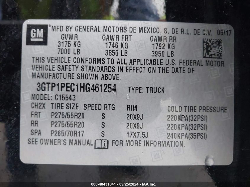 3GTP1PEC1HG461254 2017 GMC Sierra 1500 Denali