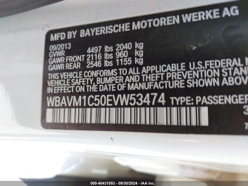 WBAVM1C50EVW53474 2014 BMW X1 Sdrive28I