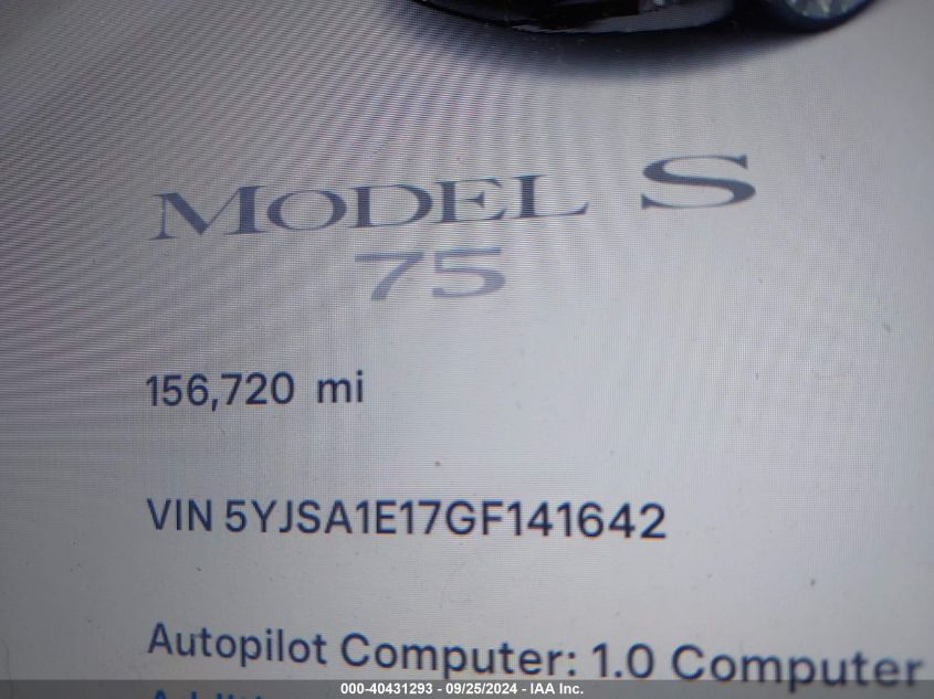 5YJSA1E17GF141642 2016 Tesla Model S 60/70/75/85