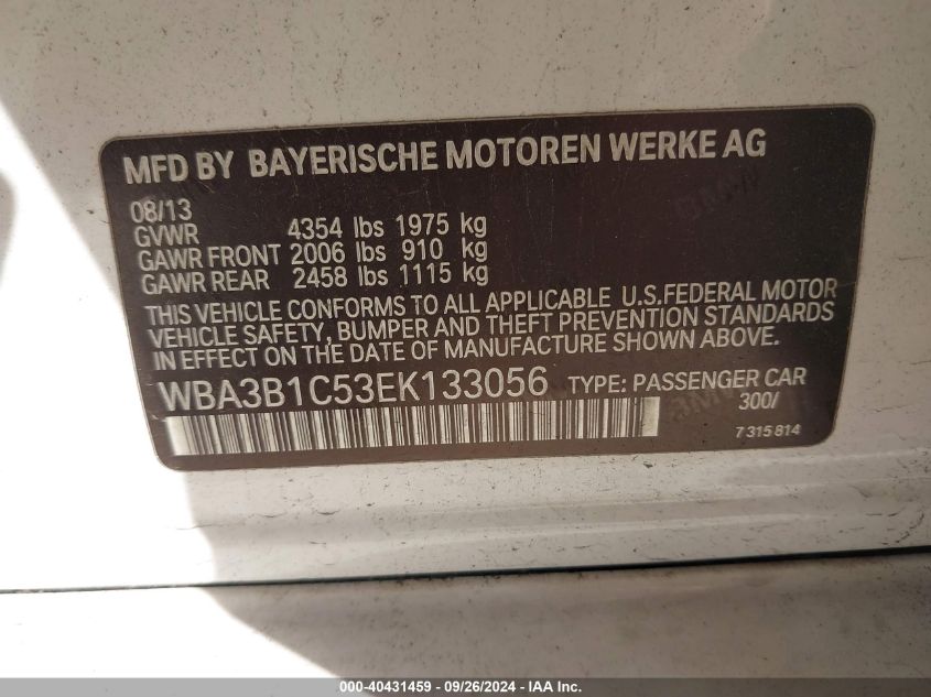 WBA3B1C53EK133056 2014 BMW 320I I