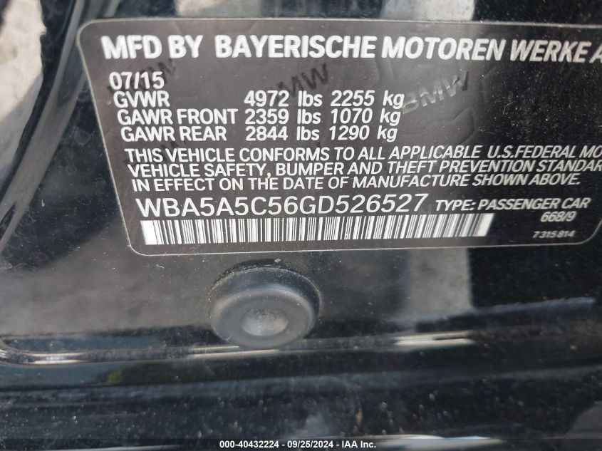 WBA5A5C56GD526527 2016 BMW 528I