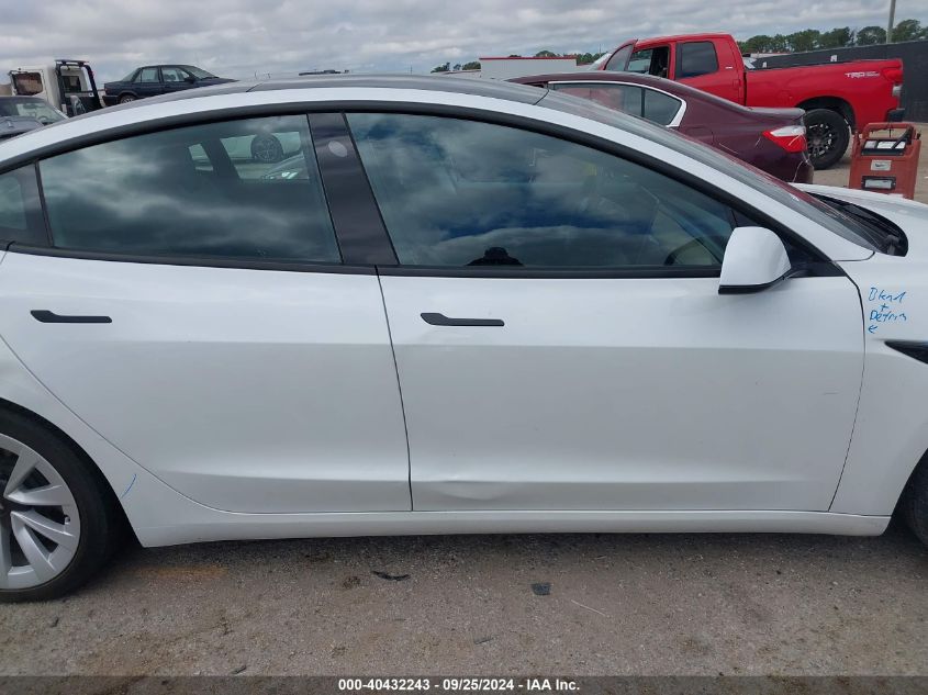 2021 Tesla Model 3 Standard Range Plus Rear-Wheel Drive VIN: 5YJ3E1EA6MF921992 Lot: 40432243