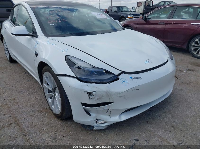 2021 Tesla Model 3 Standard Range Plus Rear-Wheel Drive VIN: 5YJ3E1EA6MF921992 Lot: 40432243