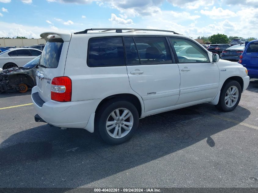 2006 Toyota Highlander Hybrid Limited V6 VIN: JTEEW21A860025045 Lot: 40432261