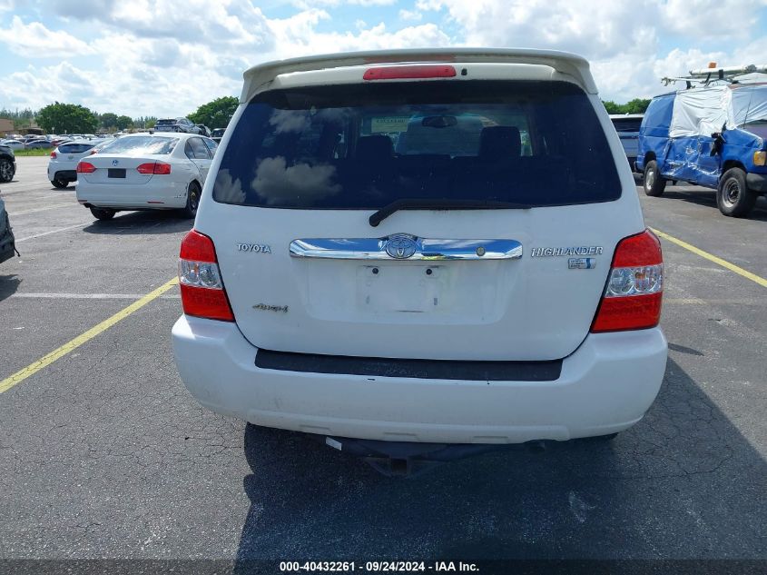 2006 Toyota Highlander Hybrid Limited V6 VIN: JTEEW21A860025045 Lot: 40432261