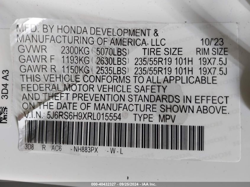 5J6RS6H9XRL015554 2024 Honda Cr-V Hybrid Sport Touring