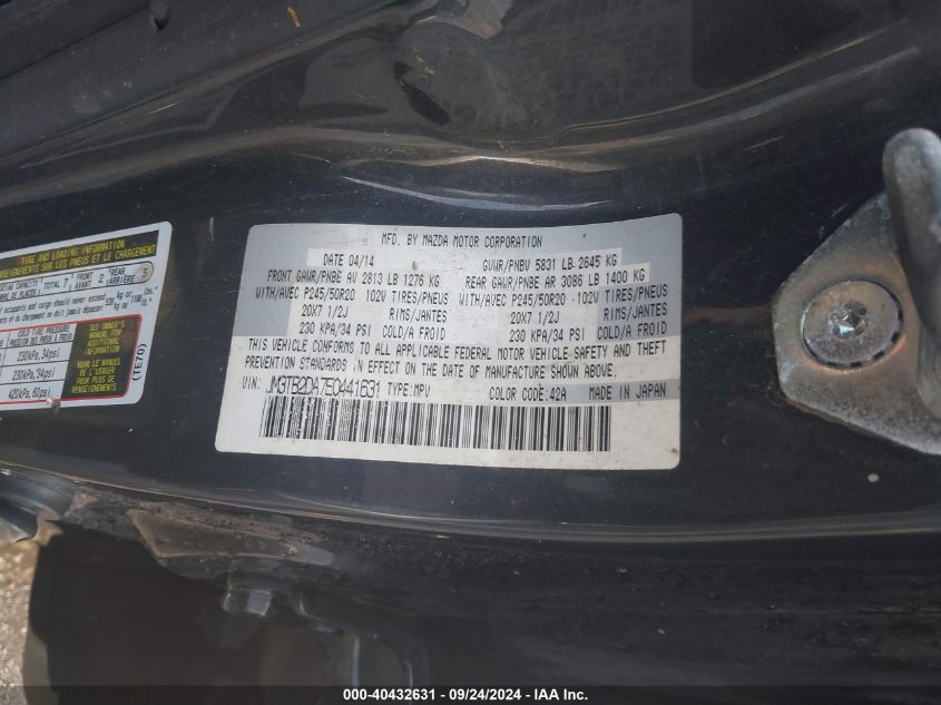 JM3TB2DA7E0441631 2014 Mazda Cx-9 Grand Touring