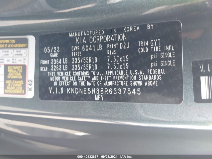 KNDNE5H38R6337545 2024 Kia Carnival Mpv Sx Prestige