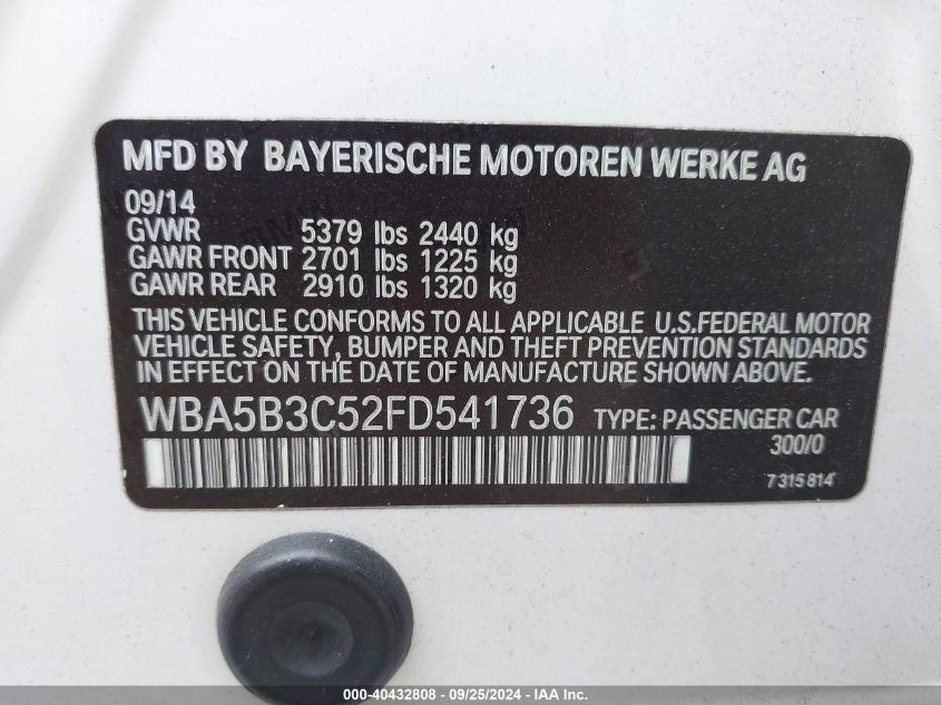 WBA5B3C52FD541736 2015 BMW 535I xDrive