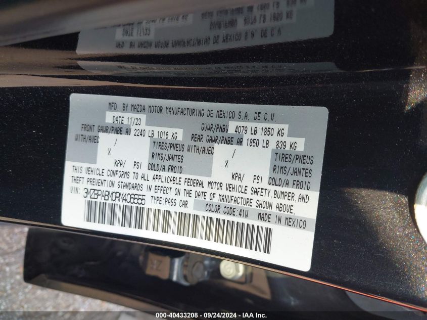 3MZBPABM0RM406555 2024 Mazda Mazda3 2.5 S Select Sport