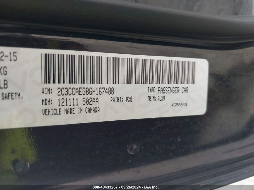 2C3CCAEG8GH167488 2016 Chrysler 300C