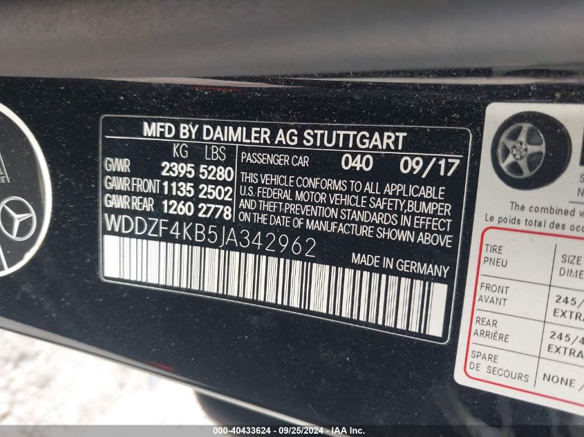 WDDZF4KB5JA342962 2018 Mercedes-Benz E 300 4Matic