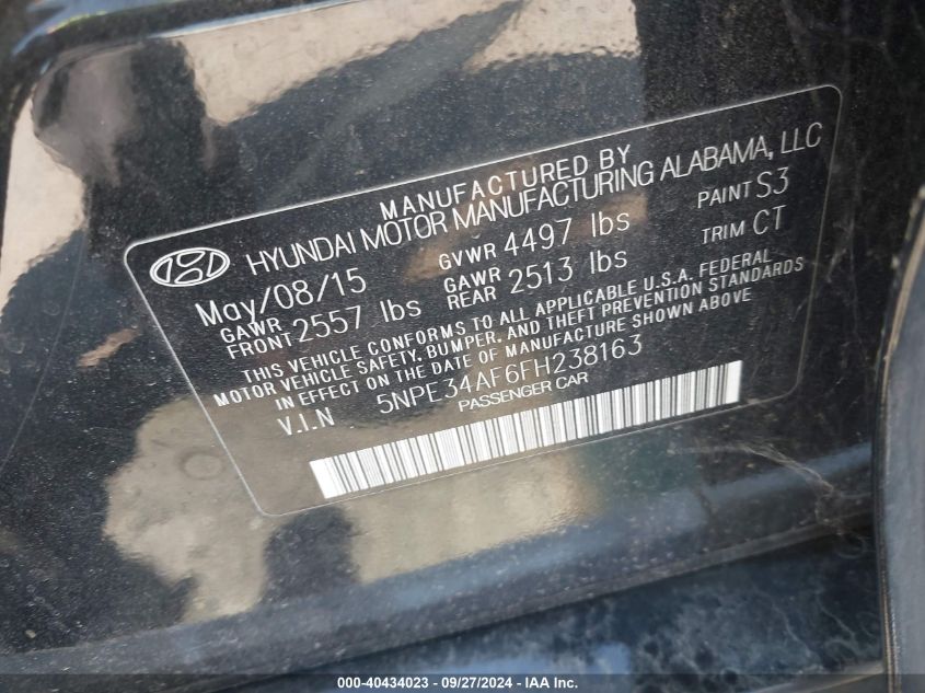 5NPE34AF6FH238163 2015 Hyundai Sonata Limited